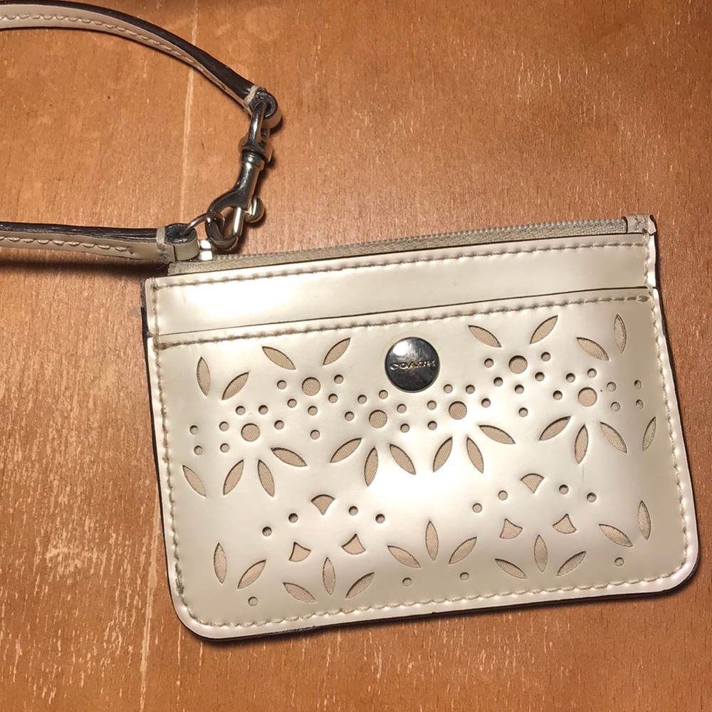 Cream Coach Wristlet